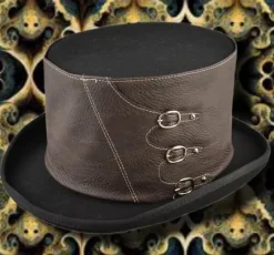Euro Accessories Steampunk Top Hat Faux Leather Band