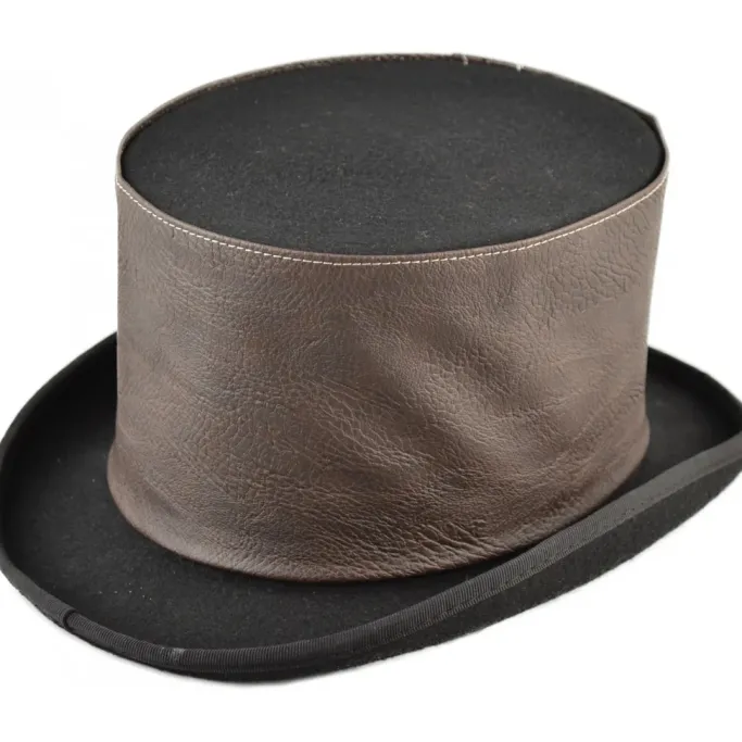 Euro Accessories Steampunk Top Hat Faux Leather Band