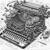 Oakhart Industries Steampunk Typewriter Coaster Art083