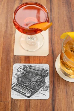 Oakhart Industries Steampunk Typewriter Coaster Art083