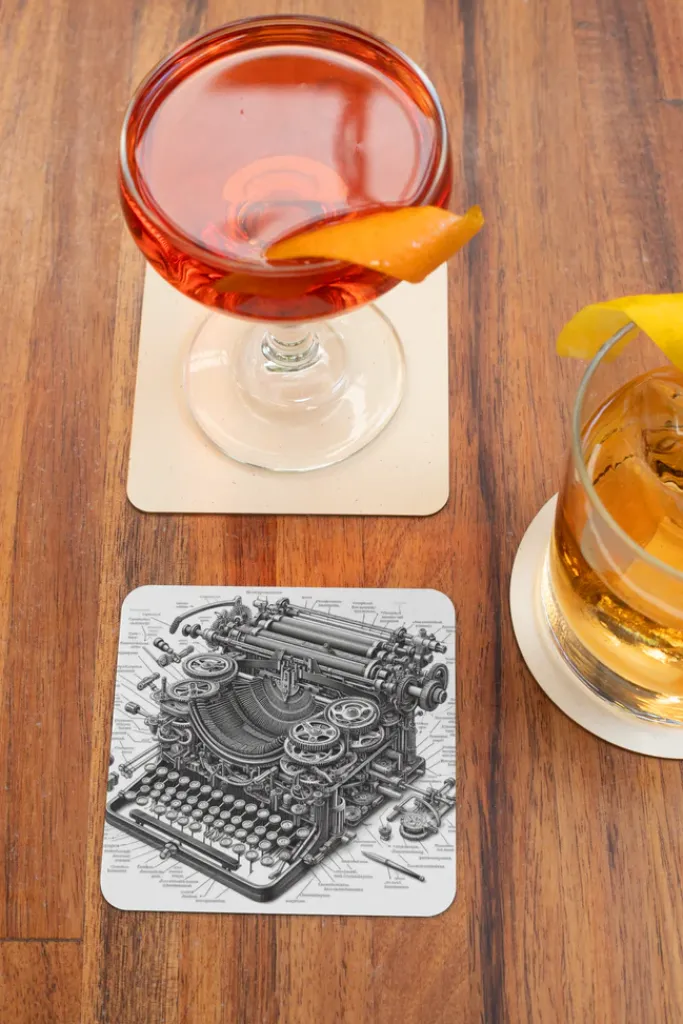 Oakhart Industries Steampunk Typewriter Coaster Art083