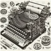 Oakhart Industries Steampunk Typewriter Coaster Art081