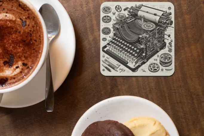 Oakhart Industries Steampunk Typewriter Coaster Art081