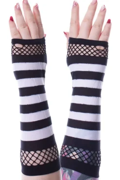 Innocent Clothing Striped Mesh Gloves Black/White