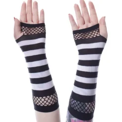 Innocent Clothing Striped Mesh Gloves Black/White