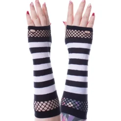 Innocent Clothing Striped Mesh Gloves Black/White