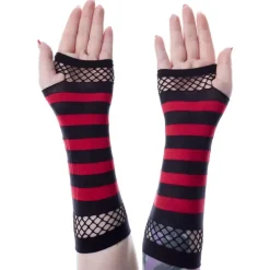 Innocent Clothing Striped Mesh Gloves Black/Red