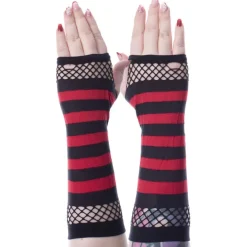 Innocent Clothing Striped Mesh Gloves Black/Red