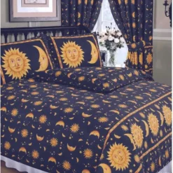 My Home Sun and Moon Curtains Blue