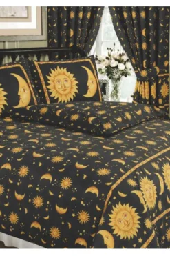 My Home Sun and Moon Duvet Black