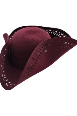 Euro Accessories Tricorn Pirate Hat Burgundy