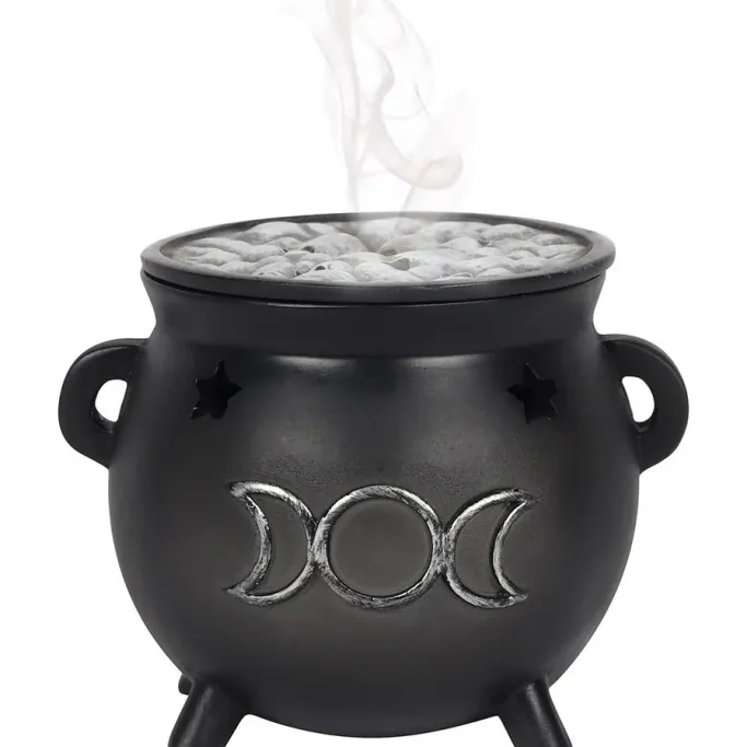 Something Different Triple Moon Cauldron Incense Cone Holder