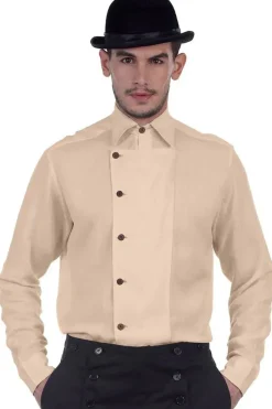 Pirate Dressing Ulysses Side Button Steampunk Shirt Almond