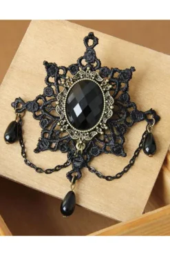 Lace Jewellery Victorian Gothic Black Lace Brooch