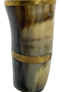 Angel Clothing Viking Drinking Horn Beaker with Metal Banding