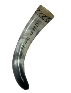 Angel Clothing Viking Drinking Horn with Viking Longship and Runes Design (S)
