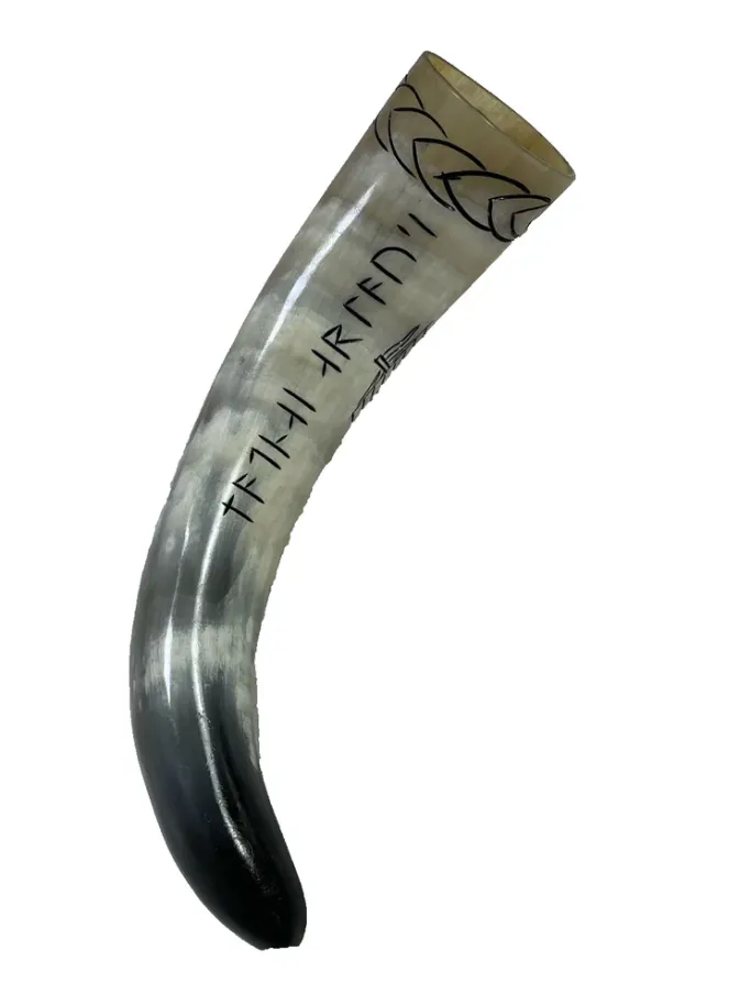 Angel Clothing Viking Drinking Horn with Viking Longship and Runes Design (S)