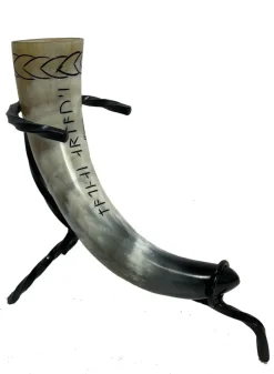 Angel Clothing Viking Drinking Horn with Viking Longship and Runes Design (S)