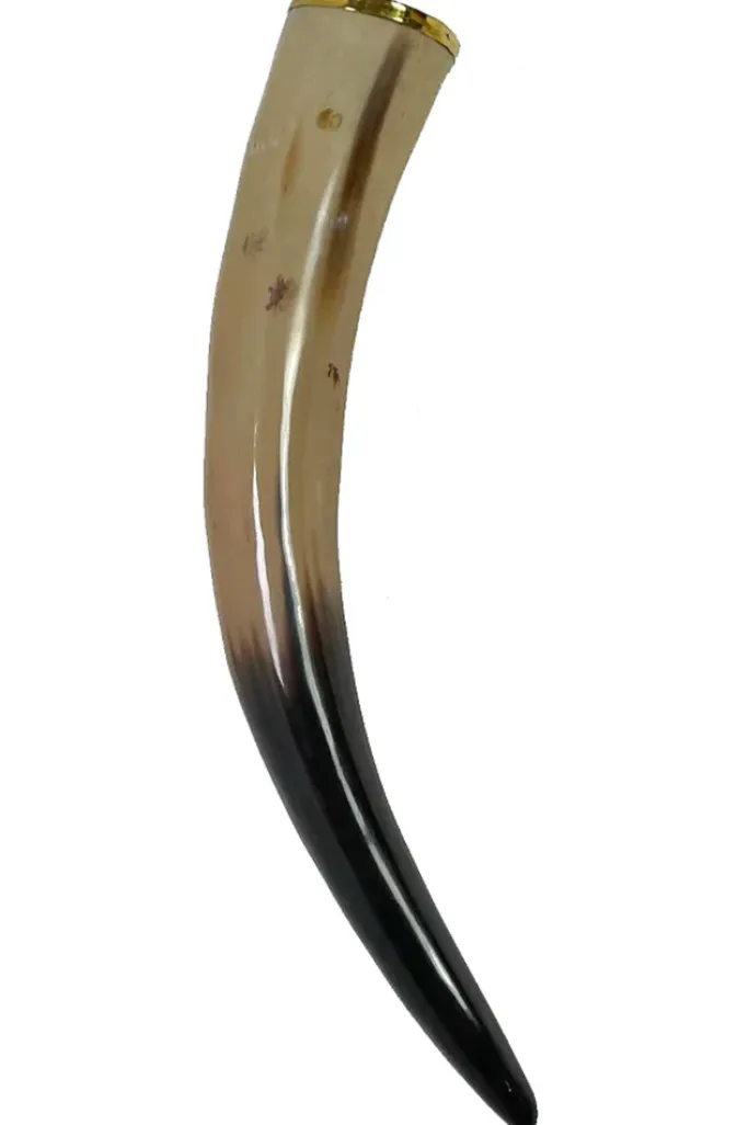 Angel Clothing Viking Drinking Horn with Horn Stand and Metal Banding