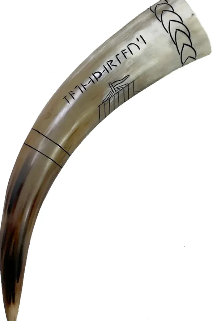 Angel Clothing Viking Drinking Horn with Viking Longship and Runes Design (M)