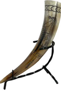 Angel Clothing Viking Drinking Horn with Viking Longship and Runes Design (M)