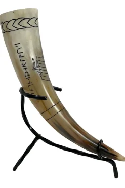 Angel Clothing Viking Drinking Horn with Viking Longship and Runes Design (M)