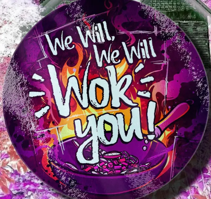 Grind We Will Wok You Glass Chopping Board