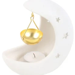 Something Different White Crescent Moon Hanging Oil Burner
