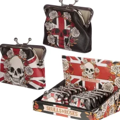 Puckator White Skulls and Roses Union Jack Purse