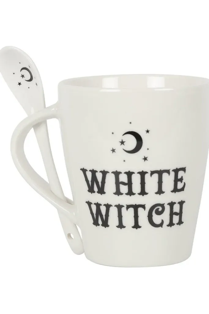 Something Different White Witch Mug and Spoon Set