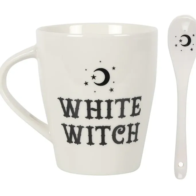 Something Different White Witch Mug and Spoon Set