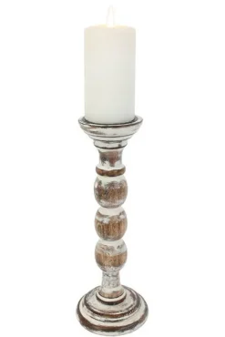 Something Different Whitewash wooden candle stand 30cm