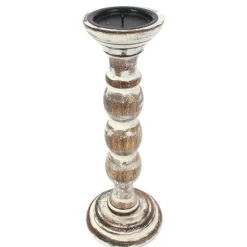 Something Different Whitewash wooden candle stand 30cm