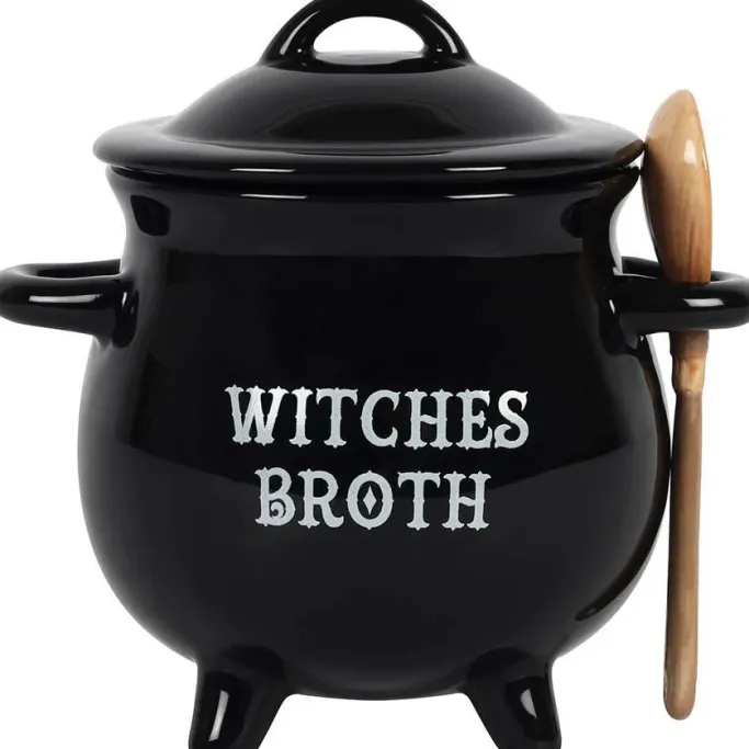 Something Different Witches Broth Cauldron Soup Both with Broom Spoon