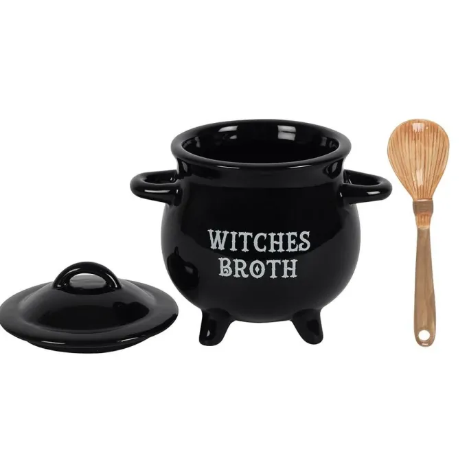Something Different Witches Broth Cauldron Soup Both with Broom Spoon
