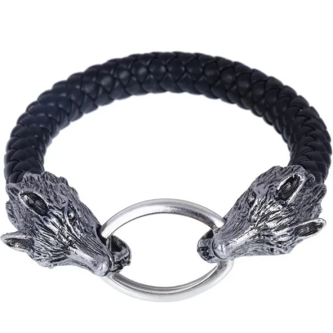 Gothic and Steampunk Jewellery Wolf Head Rope Bracelet
