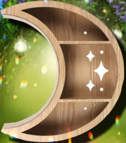 Something Different Wooden Crescent Moon Wall Shelf