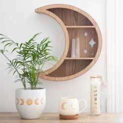 Something Different Wooden Crescent Moon Wall Shelf