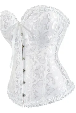Yesx Elegant White Brocade Corset