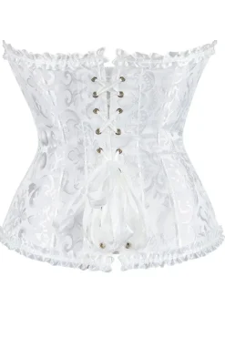 Yesx Elegant White Brocade Corset