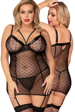 Yesx Plus Size Black Chemise