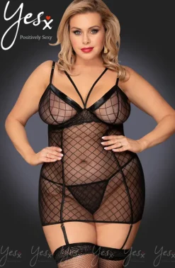Yesx Plus Size Black Chemise