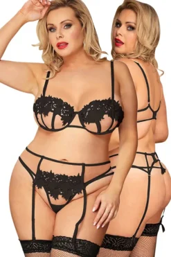 Yesx Plus Size Black Lingerie Set