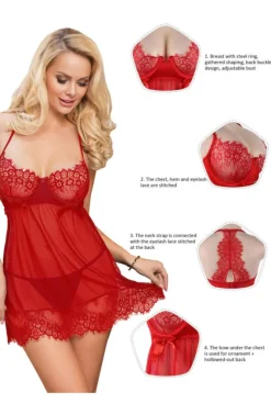 Yesx Red Babydoll Set