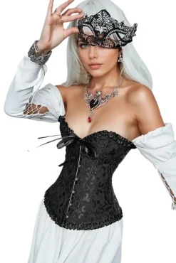 Yesx Stunning Black Borcade Corset (XS-5XL)