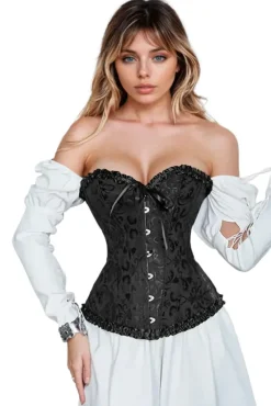 Yesx Stunning Black Borcade Corset (XS-5XL)